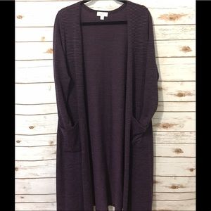 Medium purple and black microstriped duster